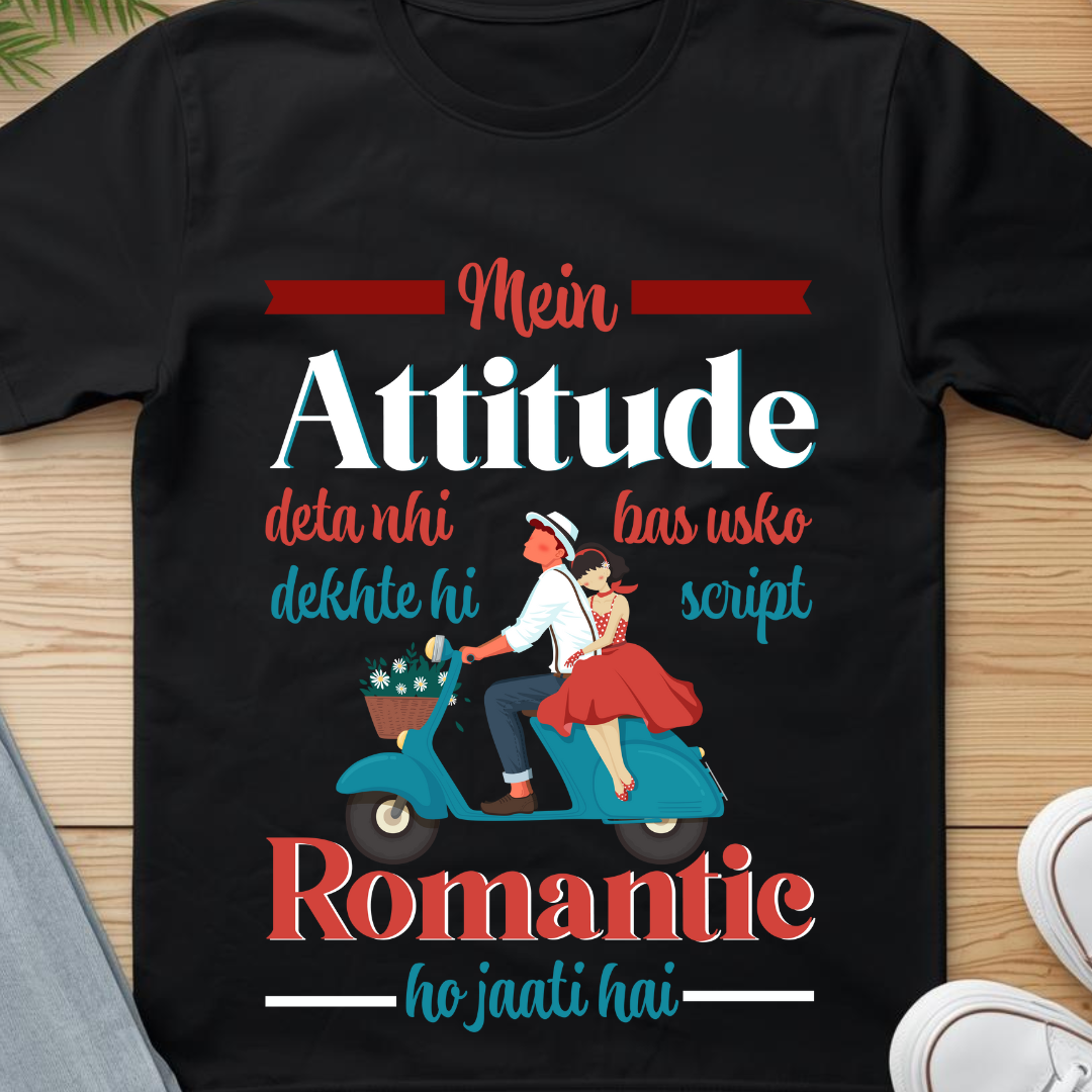 Attitude - Romance | Minimal Black T-Shirt