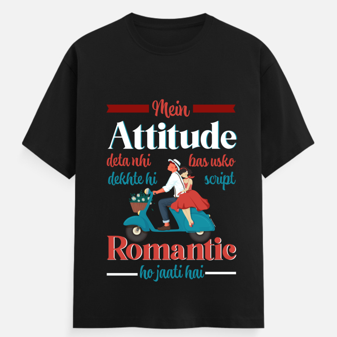 Attitude - Romance | Minimal Black T-Shirt