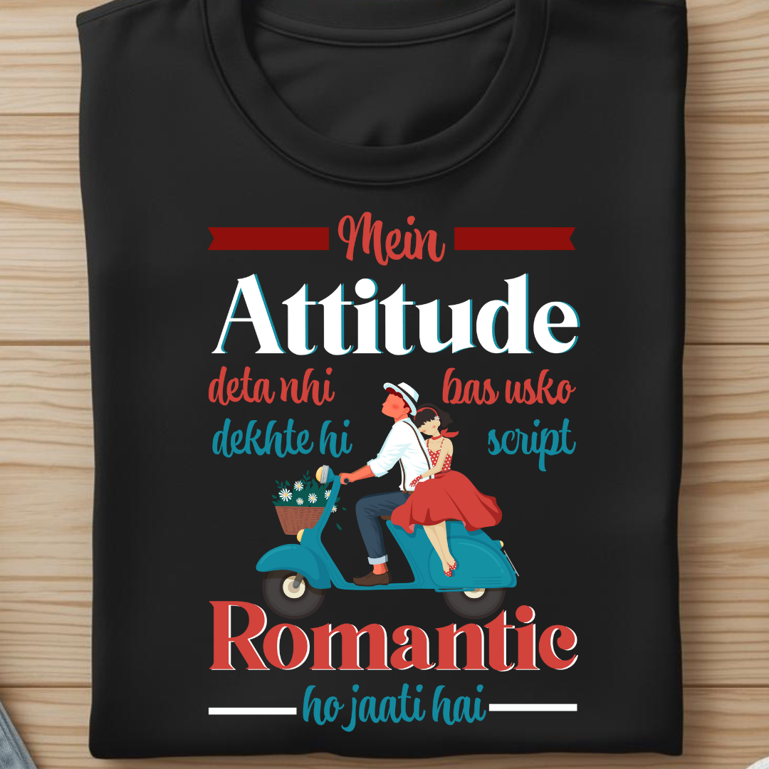 Attitude - Romance | Minimal Black T-Shirt