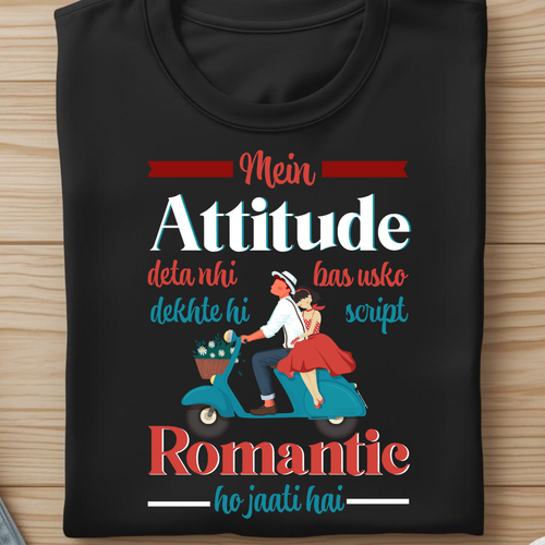Attitude - Romance | Minimal Black T-Shirt