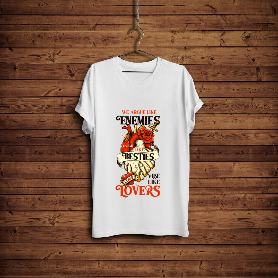 Enemies - Lovers || Minimal White T-Shirt