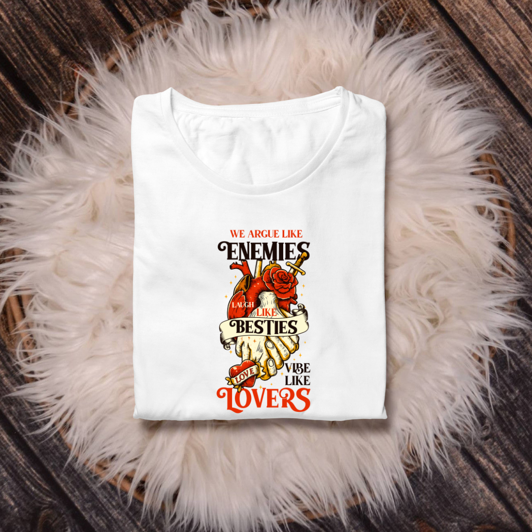 Enemies - Lovers || Minimal White T-Shirt