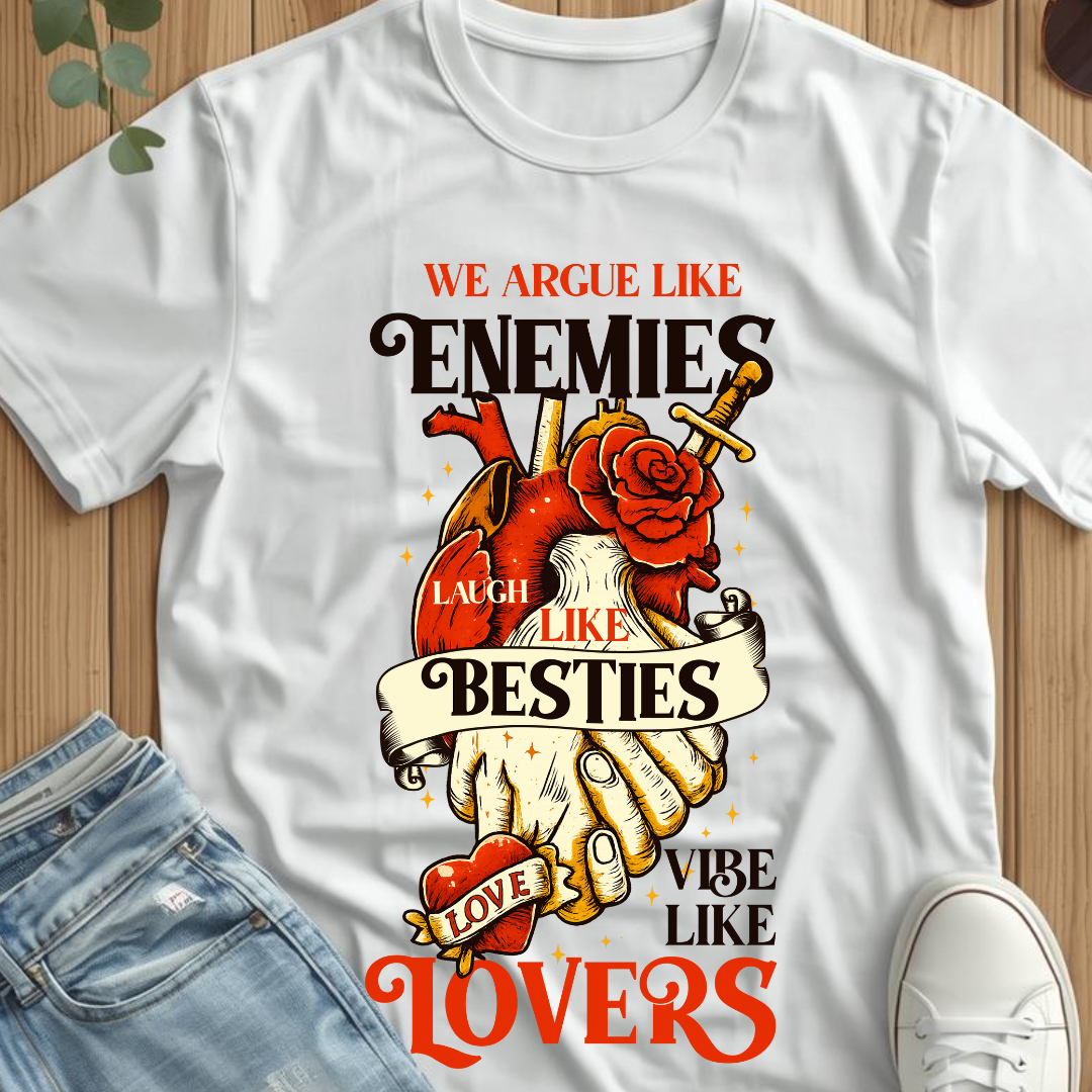 Enemies - Lovers | Minimal White T-Shirt