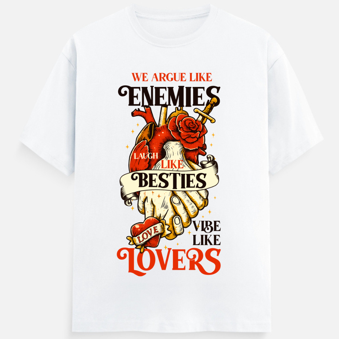 Enemies - Lovers | Minimal White T-Shirt