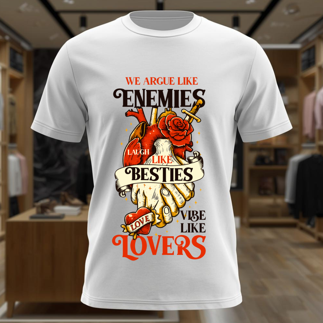 Enemies - Lovers | Minimal White T-Shirt