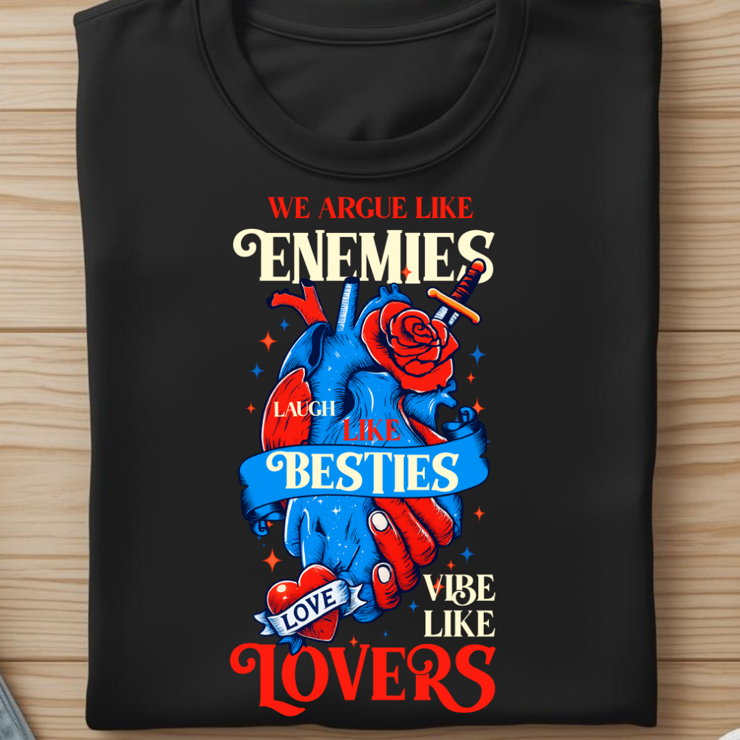 Enemies - Lovers | Minimal Black T-Shirt