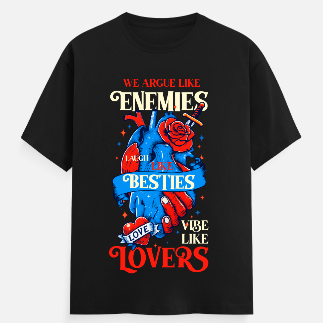 Enemies - Lovers | Minimal Black T-Shirt