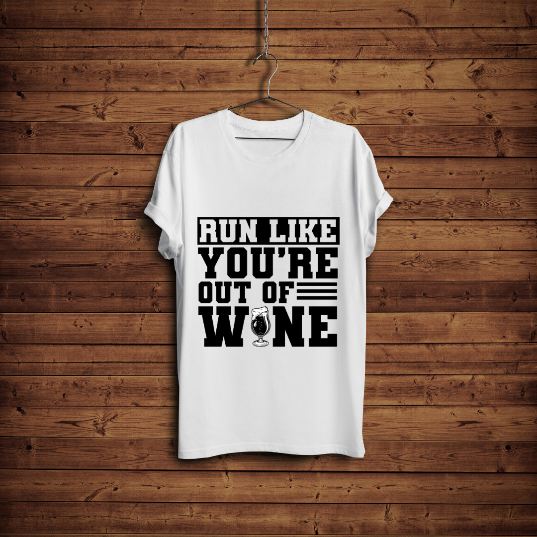 Run - Wine || Minimal White T-Shirt