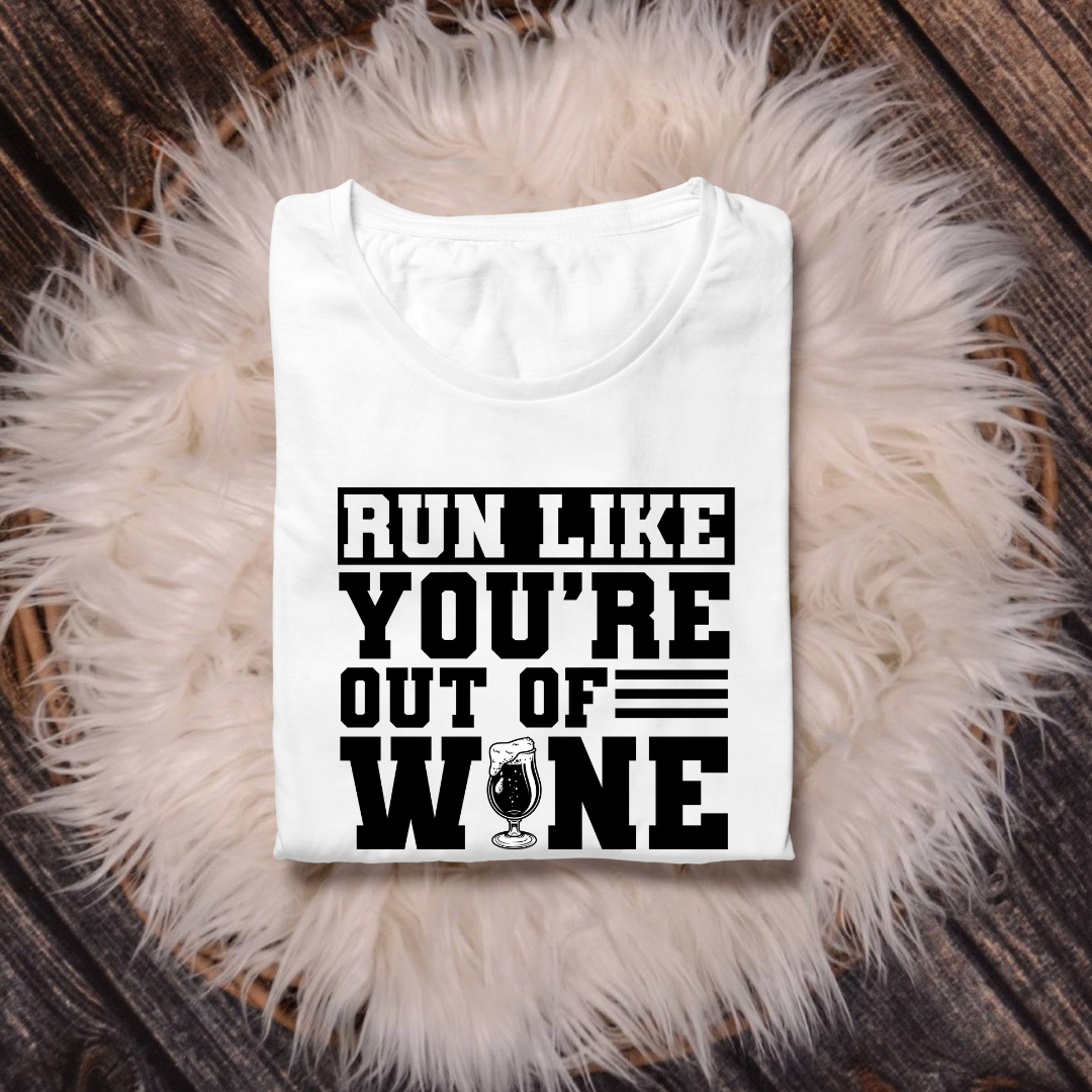 Run - Wine || Minimal White T-Shirt